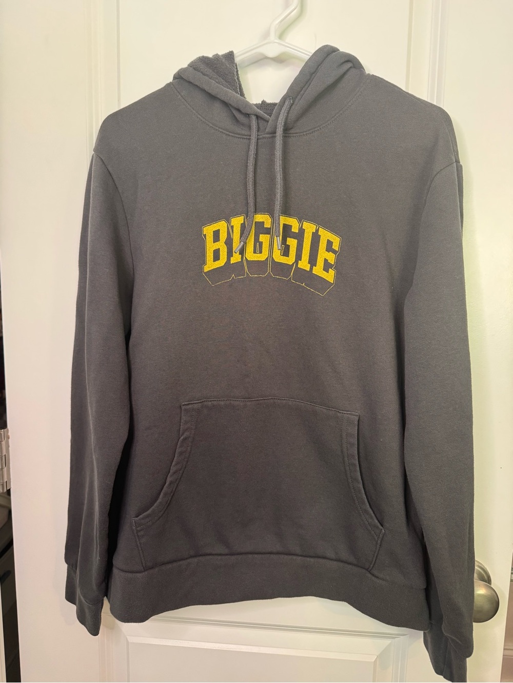 Old Navy Gray Crewneck Hoodie with Yellow BIGGIE Logo